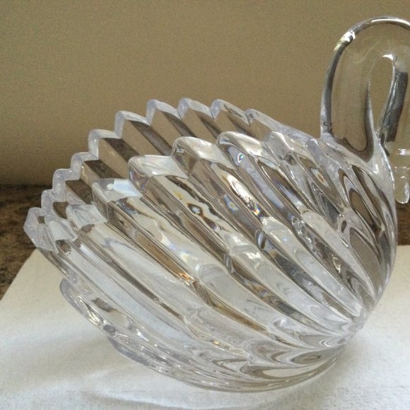 Vintage 24% lead Crystal swan bowl vase figurine Teleflora gift west Germany - Picture 5 of 7